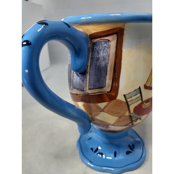 Jennifer Brinley Bistro Coffe Mug Cup Certified International Pedestal Set Of 3 - Picture 16 of 16